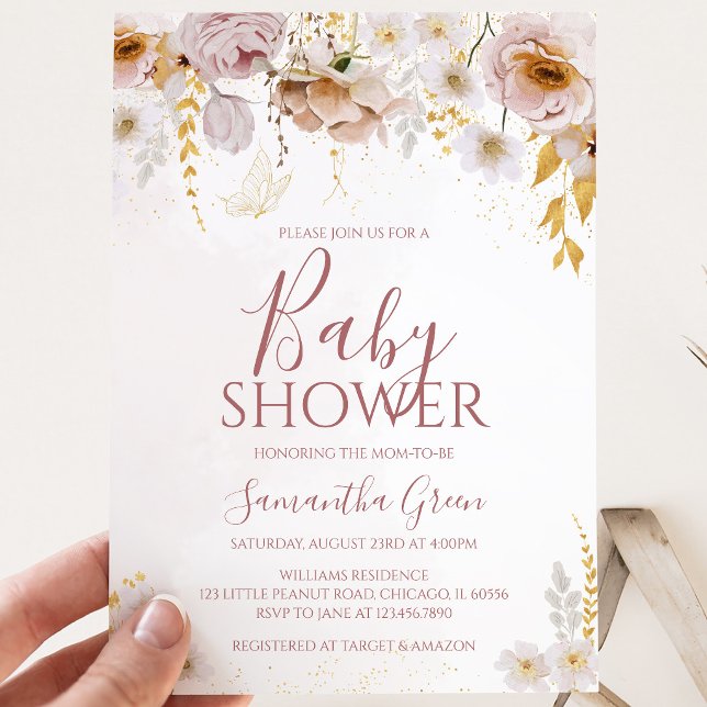 Invitation Baby Shower Fleur Sauvage (Créateur téléchargé)