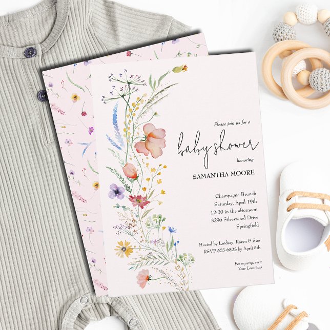 Invitation Baby shower fleur sauvage (Créateur téléchargé)