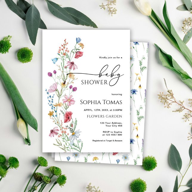 Invitation Baby shower fleur sauvage (Créateur téléchargé)