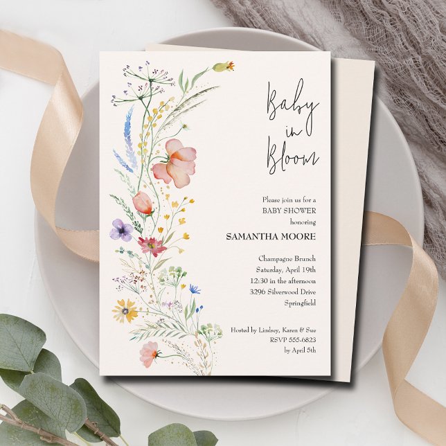 Invitation Baby shower fleur sauvage (Créateur téléchargé)
