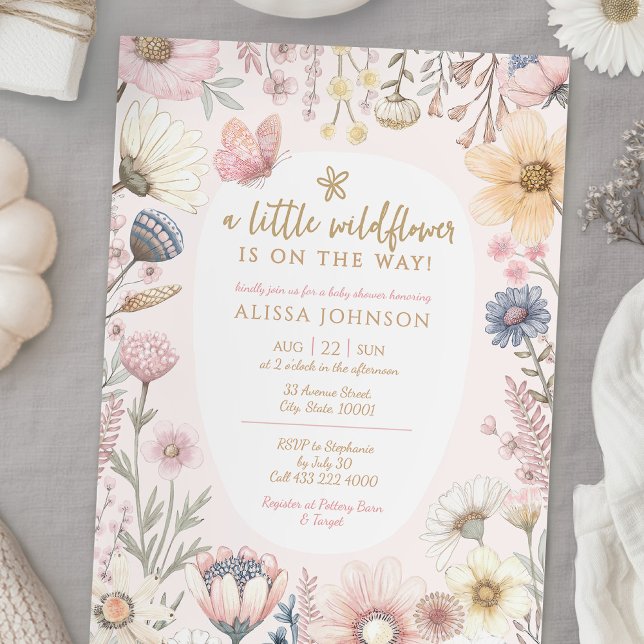 Invitation Baby shower Fleur sauvage (Créateur téléchargé)
