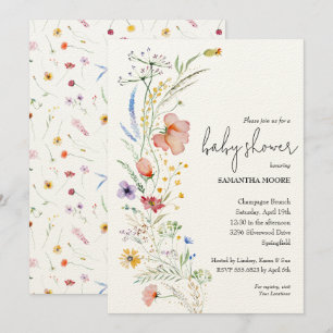Invitation Baby shower fleur sauvage