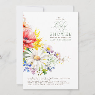 Invitation Baby shower fleur sauvage