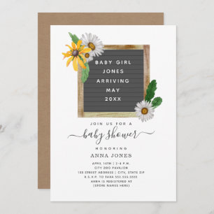 Invitation Baby shower Fleur sauvage