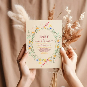 Invitation Baby shower fleur sauvage à charpente