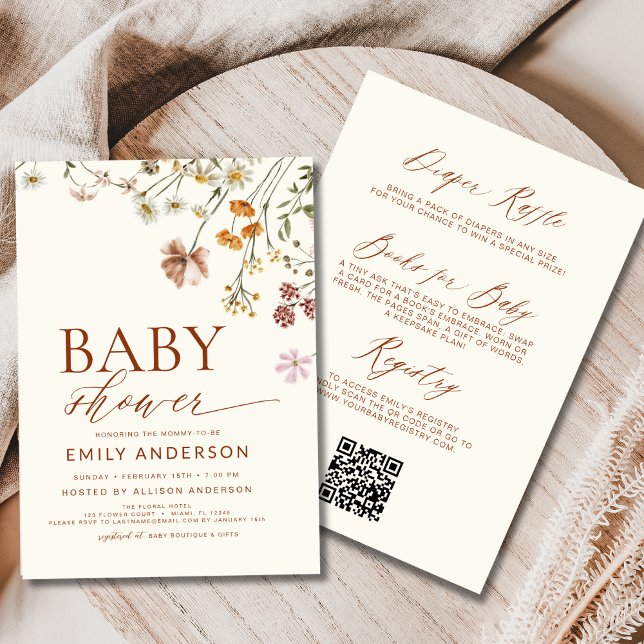 Invitation Baby shower Fleur sauvage All in One Boho (Créateur téléchargé)