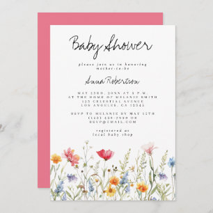 Invitation Baby shower Fleur sauvage aquarelle