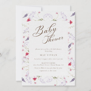 Invitation Baby Shower Fleur Sauvage Aquarelle Delicat
