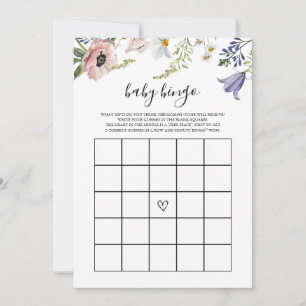 Invitation Baby shower fleur sauvage Baby Bingo Game Card