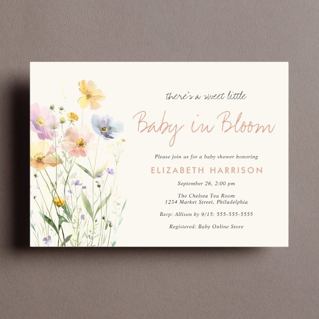 Invitation Baby shower Fleur sauvage Baby In Bloom (Créateur téléchargé)