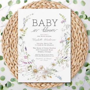 Invitation Baby shower Fleur sauvage Baby In Bloom Watercolor