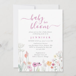 Invitation Baby shower Fleur sauvage Baby In Bloom Watercolor
