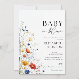 Invitation Baby shower Fleur sauvage bébé en fleur Photo QR C
