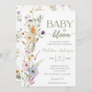 Invitation Baby shower Fleur sauvage bébé en fleurs