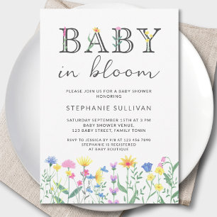Invitation Baby shower Fleur sauvage bébé en fleurs