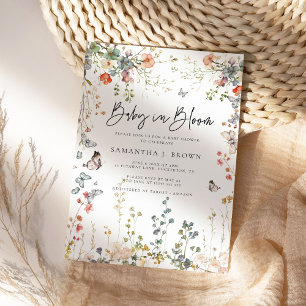 Invitation Baby shower Fleur sauvage bébé en fleurs
