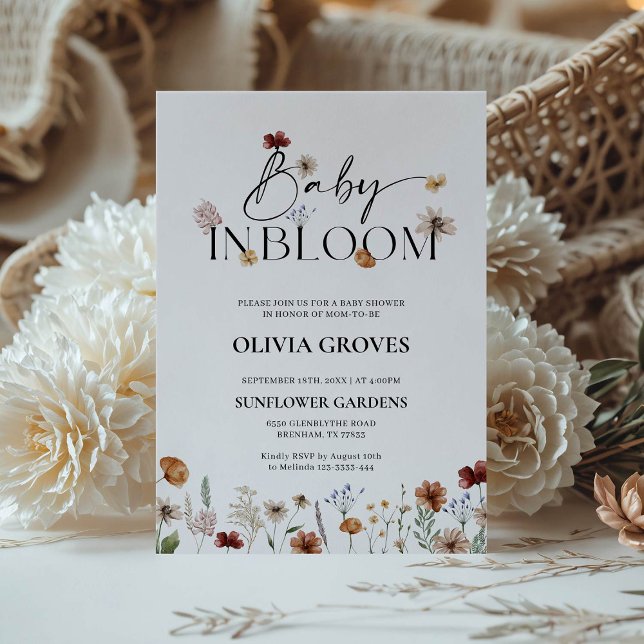 Invitation Baby shower Fleur sauvage bébé en fleurs (Créateur téléchargé)