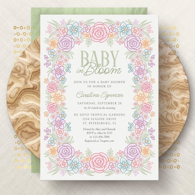 Invitation Baby shower Fleur sauvage bébé en fleurs printemps (Créateur téléchargé)