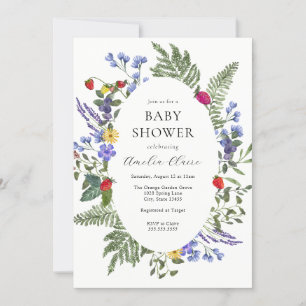 Invitation Baby shower Fleur sauvage Berry Boho