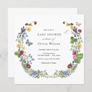 Invitation Baby shower Fleur sauvage Berry Sweet Boho