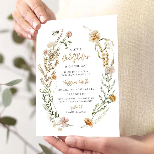 Invitation Baby Shower Fleur Sauvage Bohème (Créateur téléchargé)