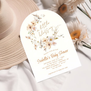 Invitation Baby Shower Fleur Sauvage Bohème Petite Bénédictio
