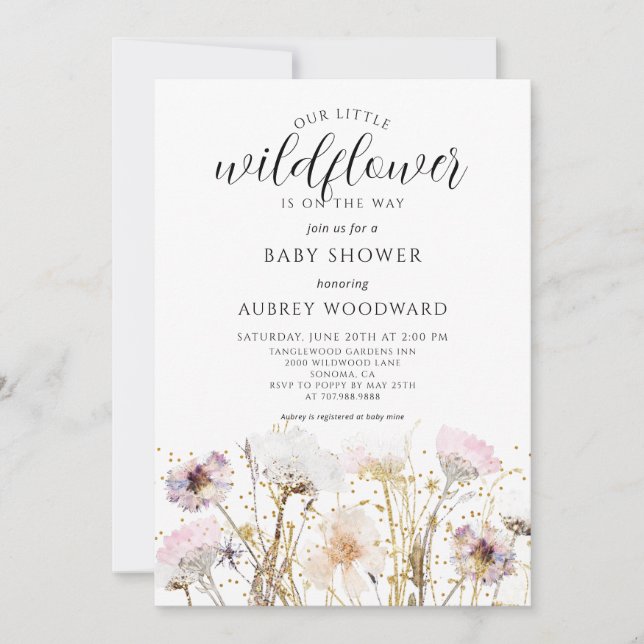 Invitation Baby shower fleur sauvage Boho (Devant)