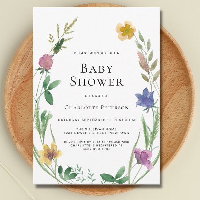 Invitation Baby shower fleur sauvage Boho (Créateur téléchargé)
