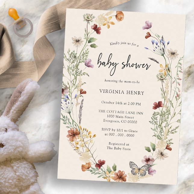 Invitation Baby shower Fleur sauvage Boho (Boho Wildflower Baby Shower Invitation by Painted Paperie
)