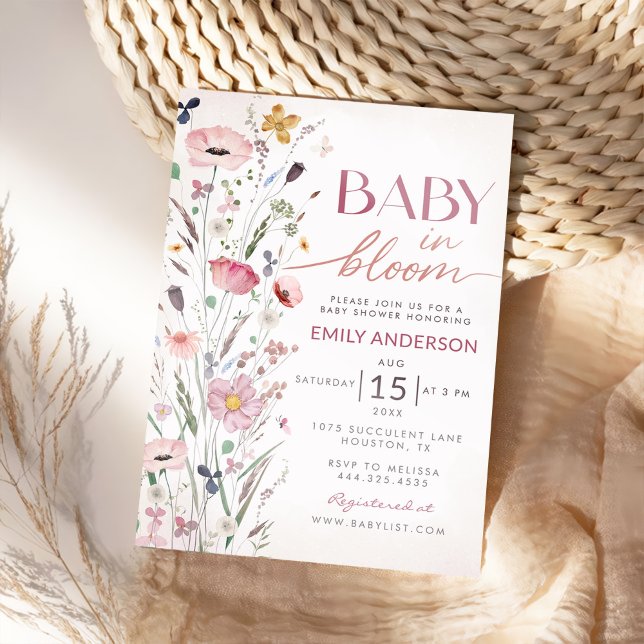 Invitation Baby shower Fleur sauvage Boho (Créateur téléchargé)
