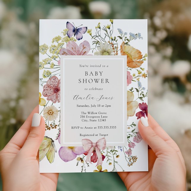 Invitation Baby shower Fleur sauvage Boho (Créateur téléchargé)