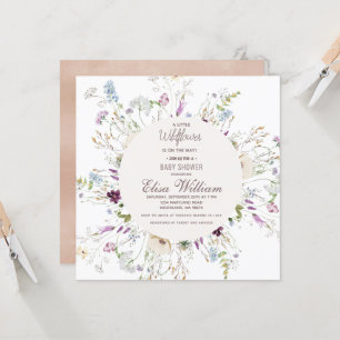 Invitation Baby shower Fleur sauvage Boho Aquarelle Invitatio