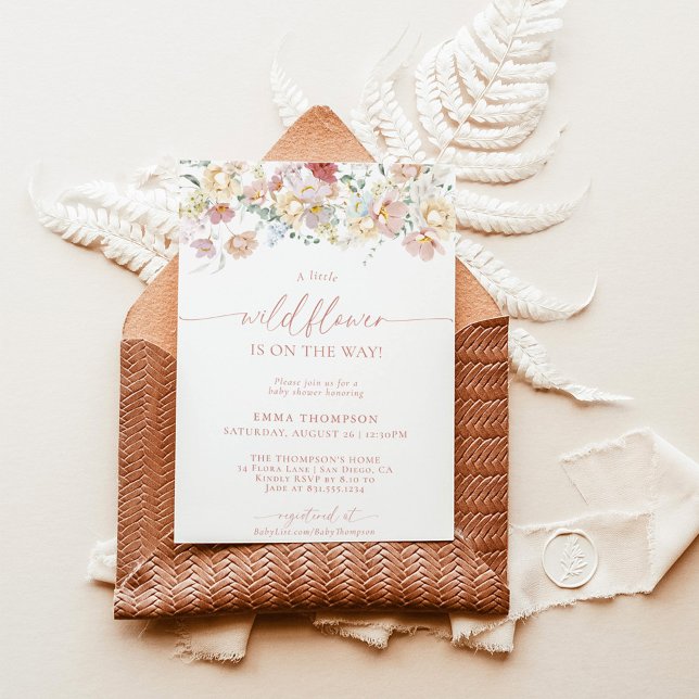 Invitation Baby shower fleur sauvage Boho | Baby shower fille (Créateur téléchargé)