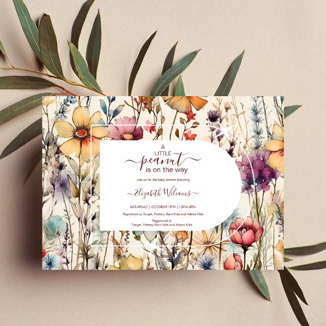 Invitation Baby shower Fleur sauvage Boho Botanical Watercolo (Créateur téléchargé)
