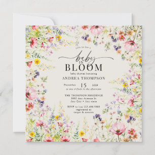 Invitation Baby shower Fleur sauvage Boho Chic   Bébé en fleu