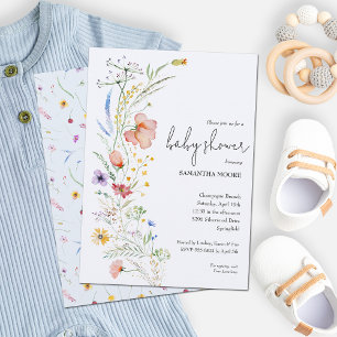 Invitation Baby shower fleur sauvage Boy
