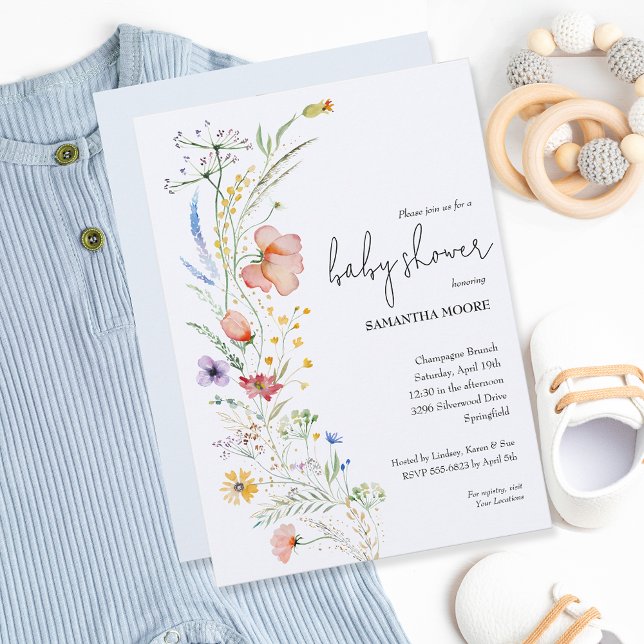Invitation Baby shower fleur sauvage Boy (Créateur téléchargé)