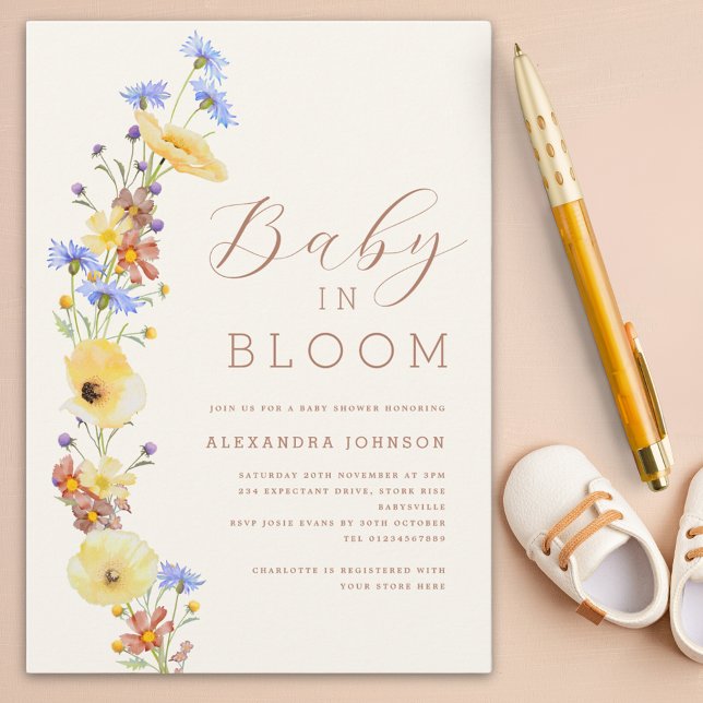 Invitation Baby shower fleur sauvage Boy (Wildflower Baby in bloom boy baby shower)