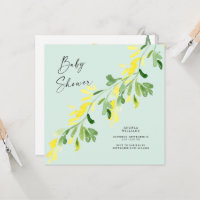 Baby shower Fleur sauvage Carré  de menthe jaune