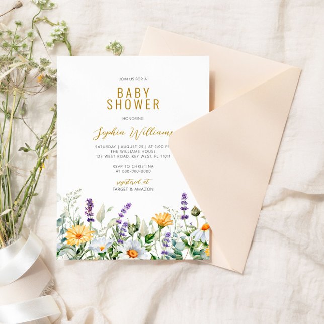 Invitation Baby shower Fleur sauvage Chamomile & Eucalyptus (Créateur téléchargé)