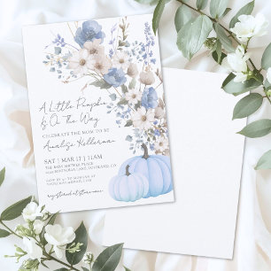 Invitation Baby Shower Fleur Sauvage Citrouille Bleue
