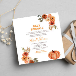 Invitation Baby shower Fleur sauvage Citrouille pour bébé Spr