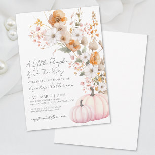 Invitation Baby Shower Fleur Sauvage Citrouille Rose