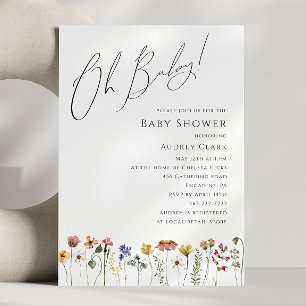 Invitation Baby shower Fleur sauvage coloré Oh Bébé !