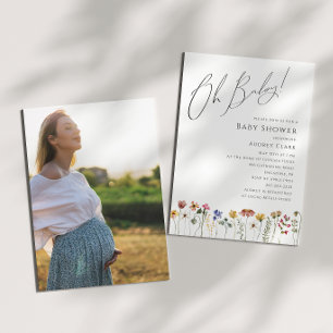 Invitation Baby shower Fleur sauvage coloré Oh Bébé ! Photo