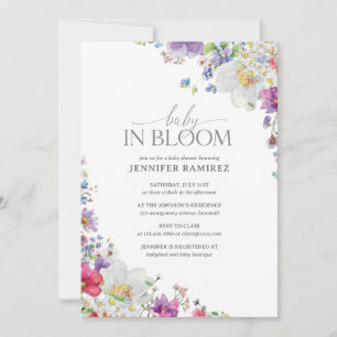 Invitation Baby shower Fleur sauvage d'aquarelle bébé en fleu