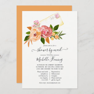 Invitation Baby shower Fleur sauvage d'aquarelle par courrier