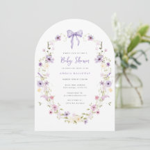 Invitation Baby shower Fleur sauvage d'arc pourpre