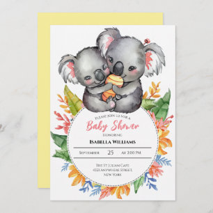 Invitation Baby shower Fleur sauvage de Cute Koalas