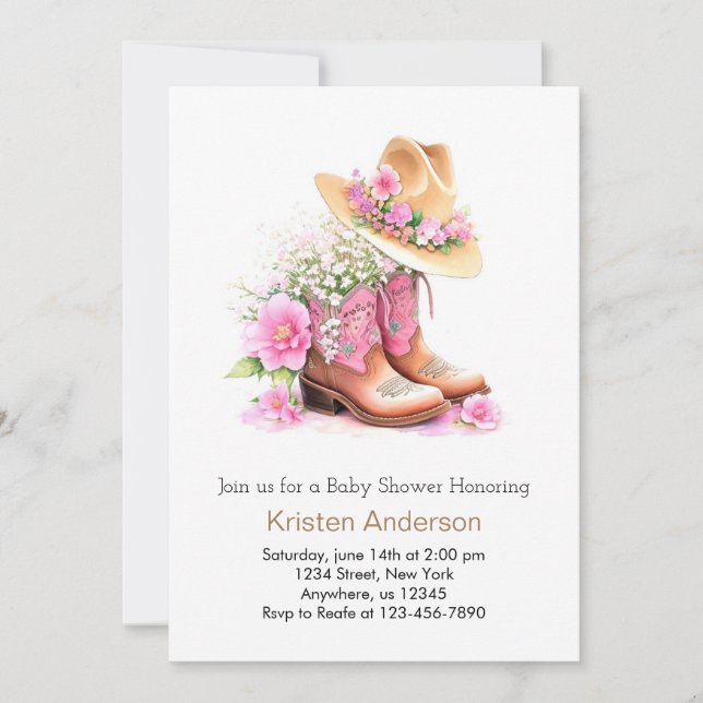 Invitation Baby shower Fleur sauvage de l'aquarelle occidenta (Devant)